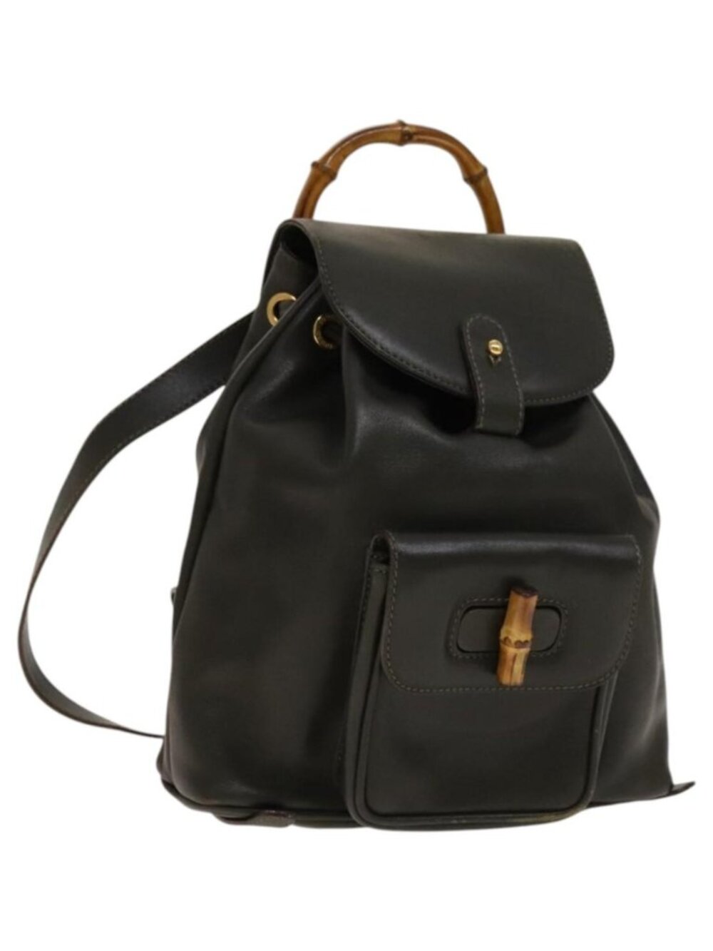GUCCI Bamboo Backpack Leather Outlet Khaki Gold 003 3444 0030